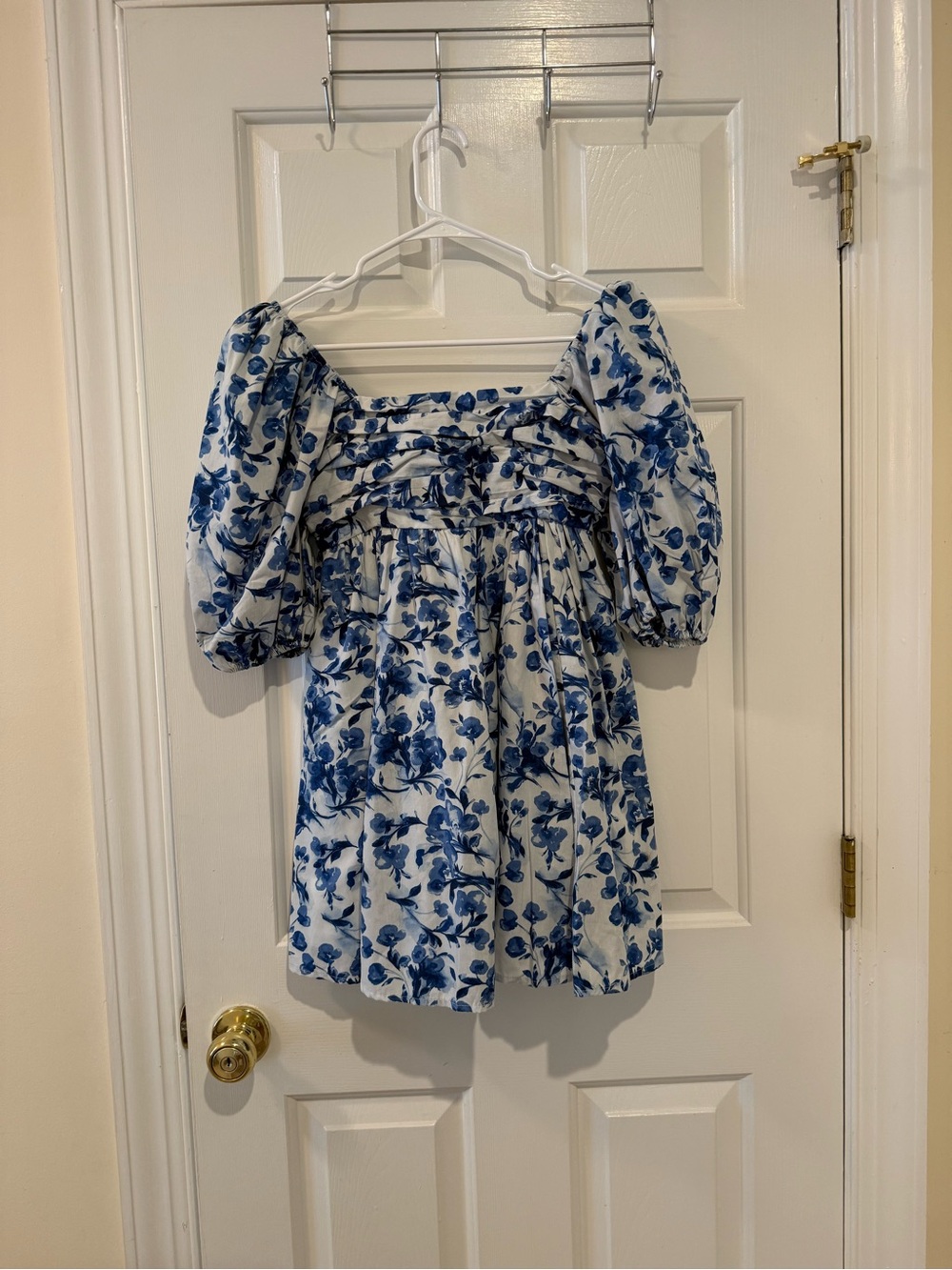 Abercrombie & Fitch White Mini Dress with Blue Floral Print
